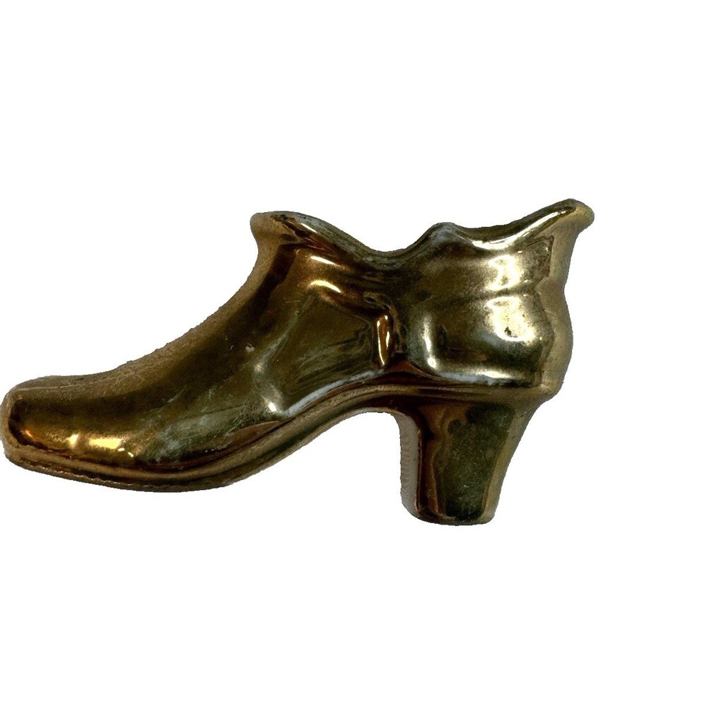 Vintage Porcelain Gold Gilt Victorian Shoe Figurine Miniature High Heel Japan